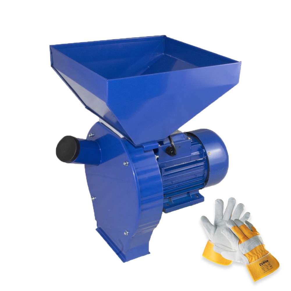 Moara electrica pentru cereale si uruiala + Manusi, 3.5kW, 200kg/h, 3000RPM, Belarus