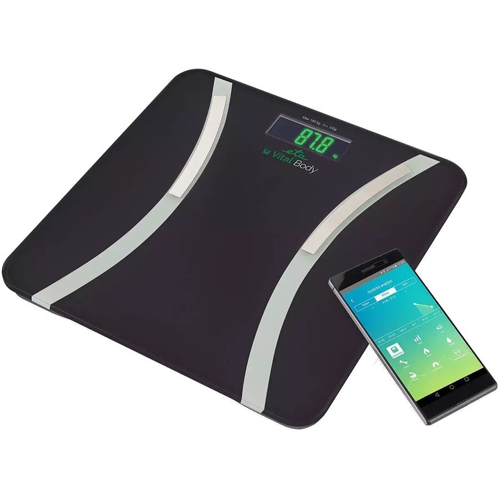 Cantar digital personal Eta 678090000 Vital Body, Aplicatie smart, Negru
