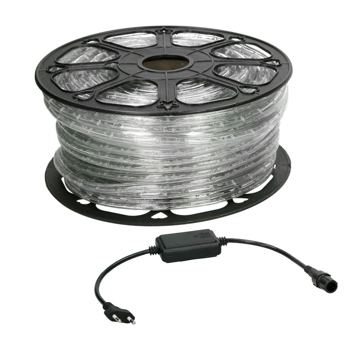 Furtun luminos LED, ECD Germany, instalatie, rola 10 m, multicolor, 36 LED-uri/m, protectie umiditate IP44, inclusiv transformator