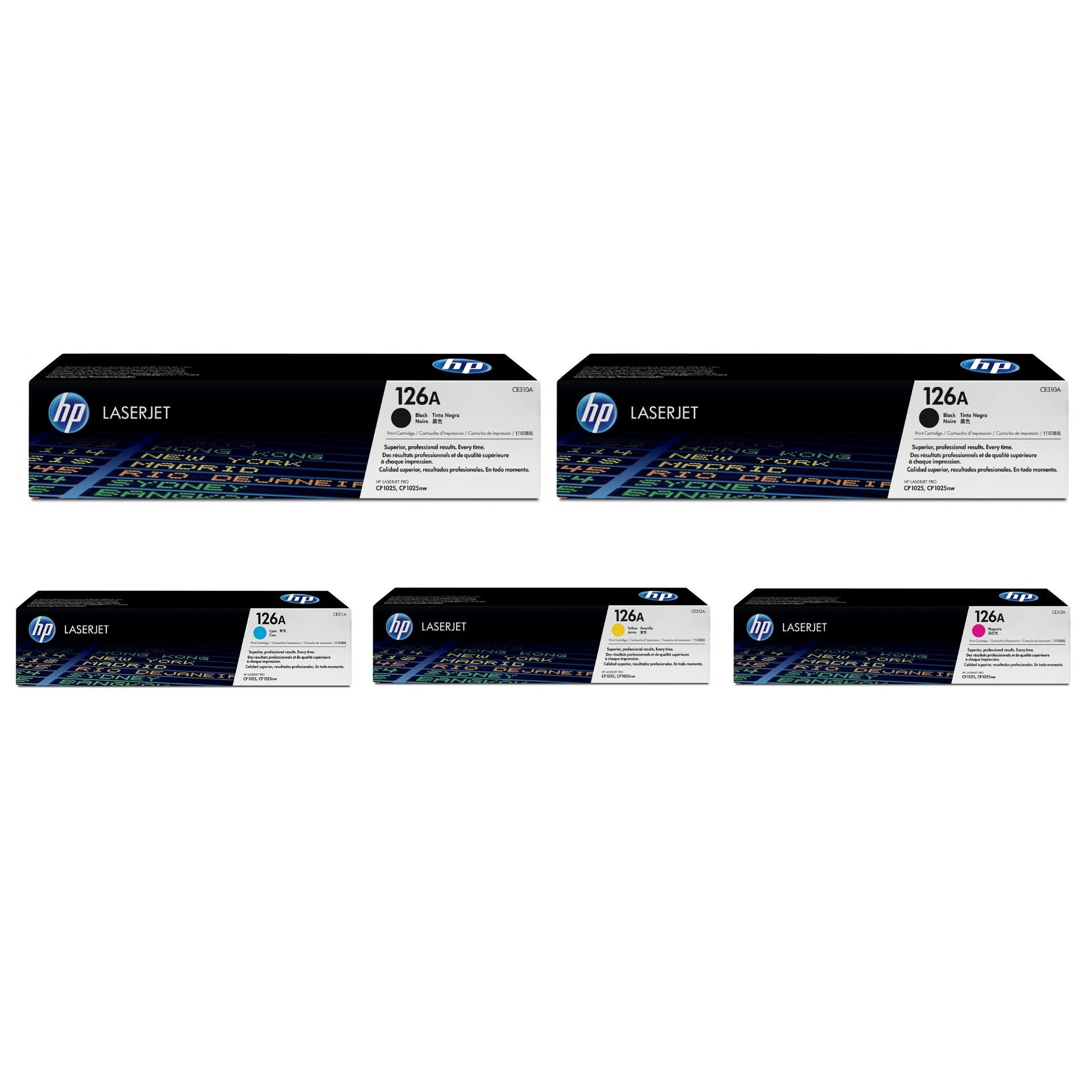 Pachet cartuse toner HP original (126A) CE310A negru x2 CE311A cyan CE312A galben CE313A magenta 5400 pagini