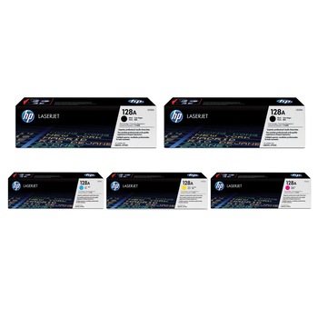 Pachet cartuse toner HP original (128A) CE320A negru x2 CE321A cyan CE322A galben CE323A magenta 7900 pagini Pachet cartuse toner HP original (128A) CE320A negru x2 CE321A cyan CE322A galben CE323A magenta 7900 pagini