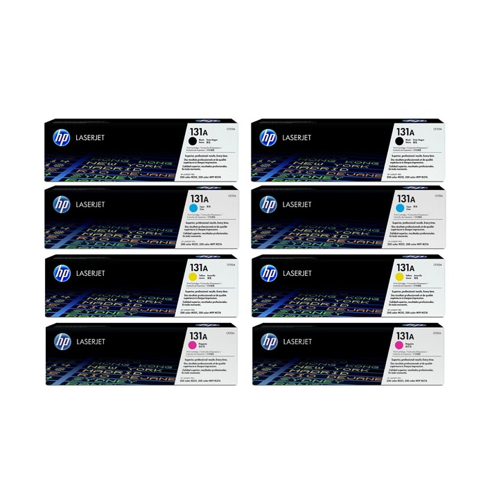 Pachet cartuse toner HP original (131A) CF210A negru x2 CF211A cyan x2 CF212A galben x2 CF213A magenta x2 14000 pagini