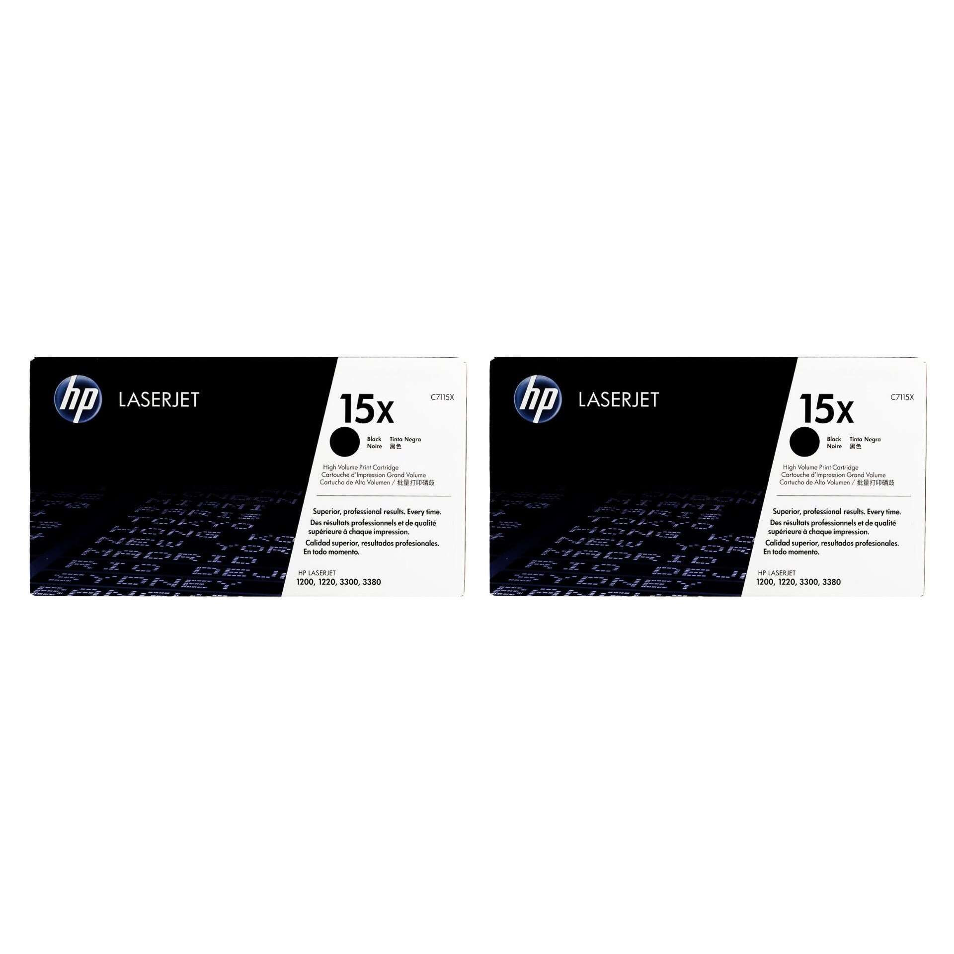Pachet cartuse toner HP original C7115X (15X) negru x2 7000 pagini