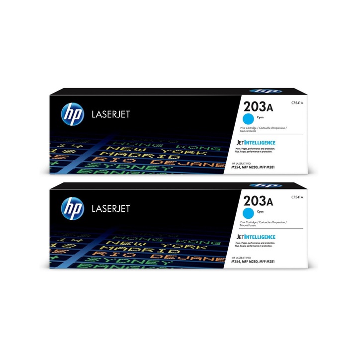 Pachet cartuse toner HP original CF541A (203A) cyan x2 2600 pagini