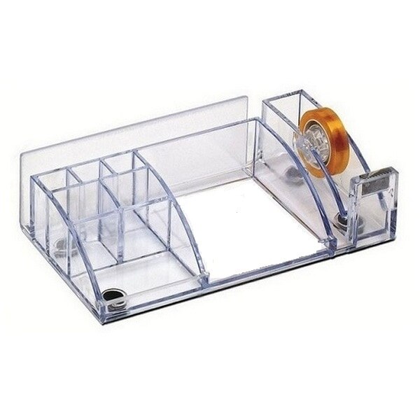 Suport tidy pentru articole birou, 9 compartimente, transparent, Ark