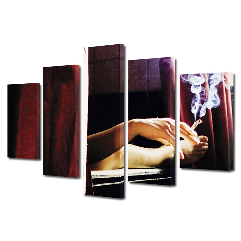 Set Tablouri Multicanvas 5 piese Colectia Ziua Indragostitilor, Dragobete, Valentine's Day, Tigara si fum in cada, Decoratiuni Moderne pentru Casa, 120 x 225 cm