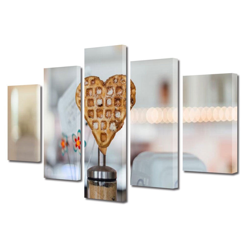 Set Tablouri Multicanvas 5 piese Colectia Ziua Indragostitilor, Dragobete, Valentine's Day, Vafa inimioara, Decoratiuni Moderne pentru Casa, 120 x 225 cm