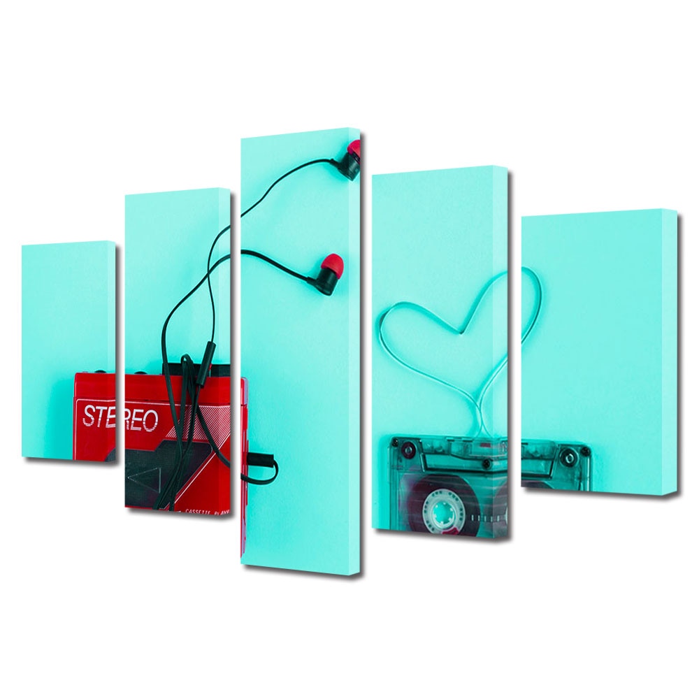 Set Tablouri Multicanvas 5 piese Colectia Ziua Indragostitilor, Dragobete, Valentine's Day, Iubire stereo, Decoratiuni Moderne pentru Casa, 120 x 225 cm