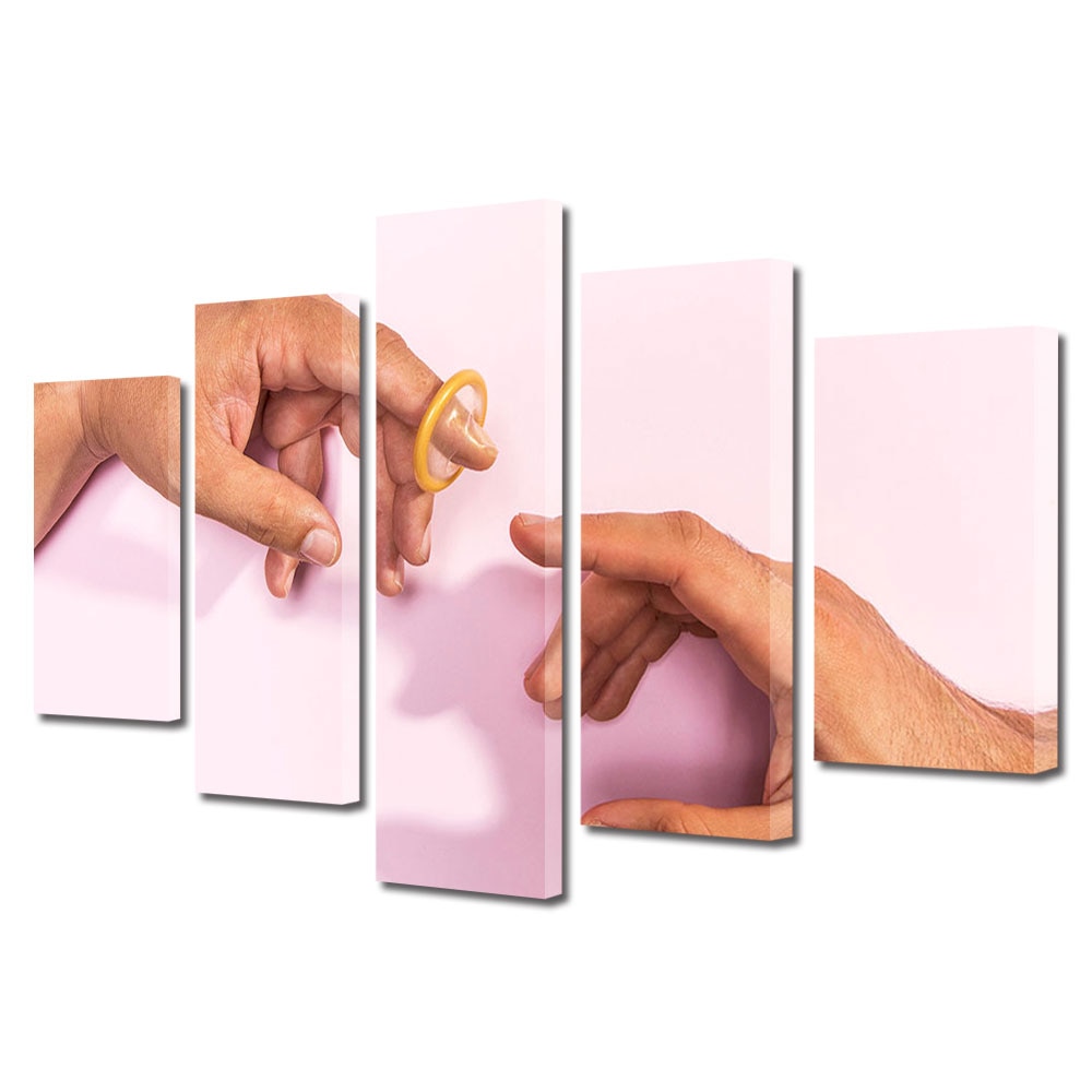 Set Tablouri Multicanvas 5 piese Colectia Ziua Indragostitilor, Dragobete, Valentine's Day, Reinterpretare Facerea, Decoratiuni Moderne pentru Casa, 120 x 225 cm