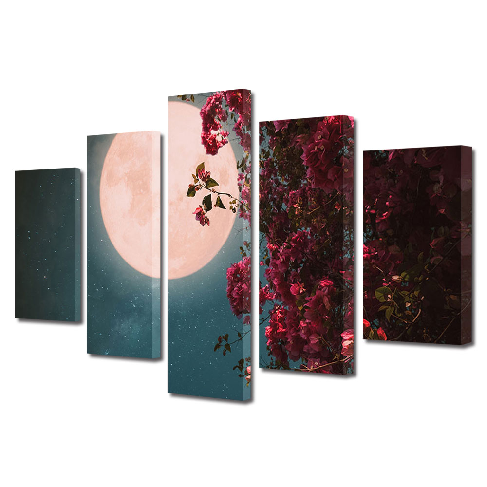 Set Tablouri Multicanvas 5 piese Colectia Ziua Indragostitilor, Dragobete, Valentine's Day, Cadru pentru indragostiti, Decoratiuni Moderne pentru Casa, 120 x 225 cm