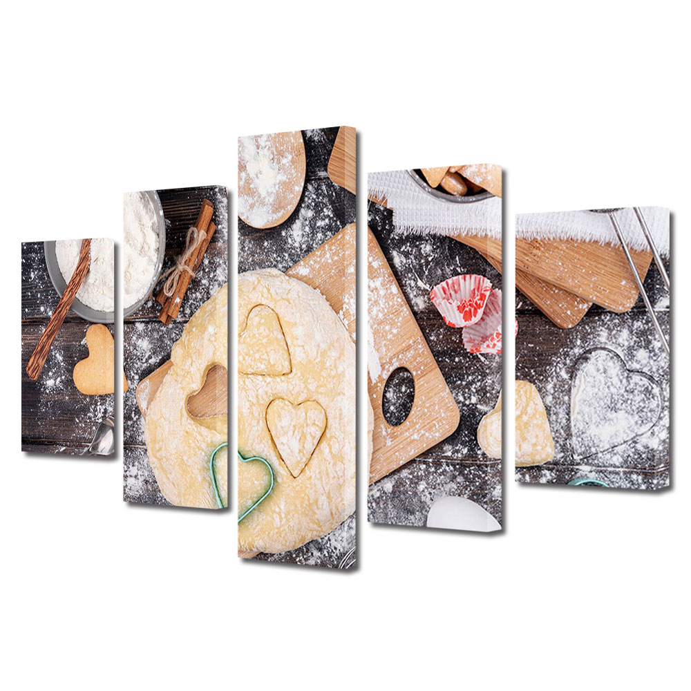 Set Tablouri Multicanvas 5 piese Colectia Ziua Indragostitilor, Dragobete, Valentine's Day, Preparare iubire, Decoratiuni Moderne pentru Casa, 120 x 225 cm