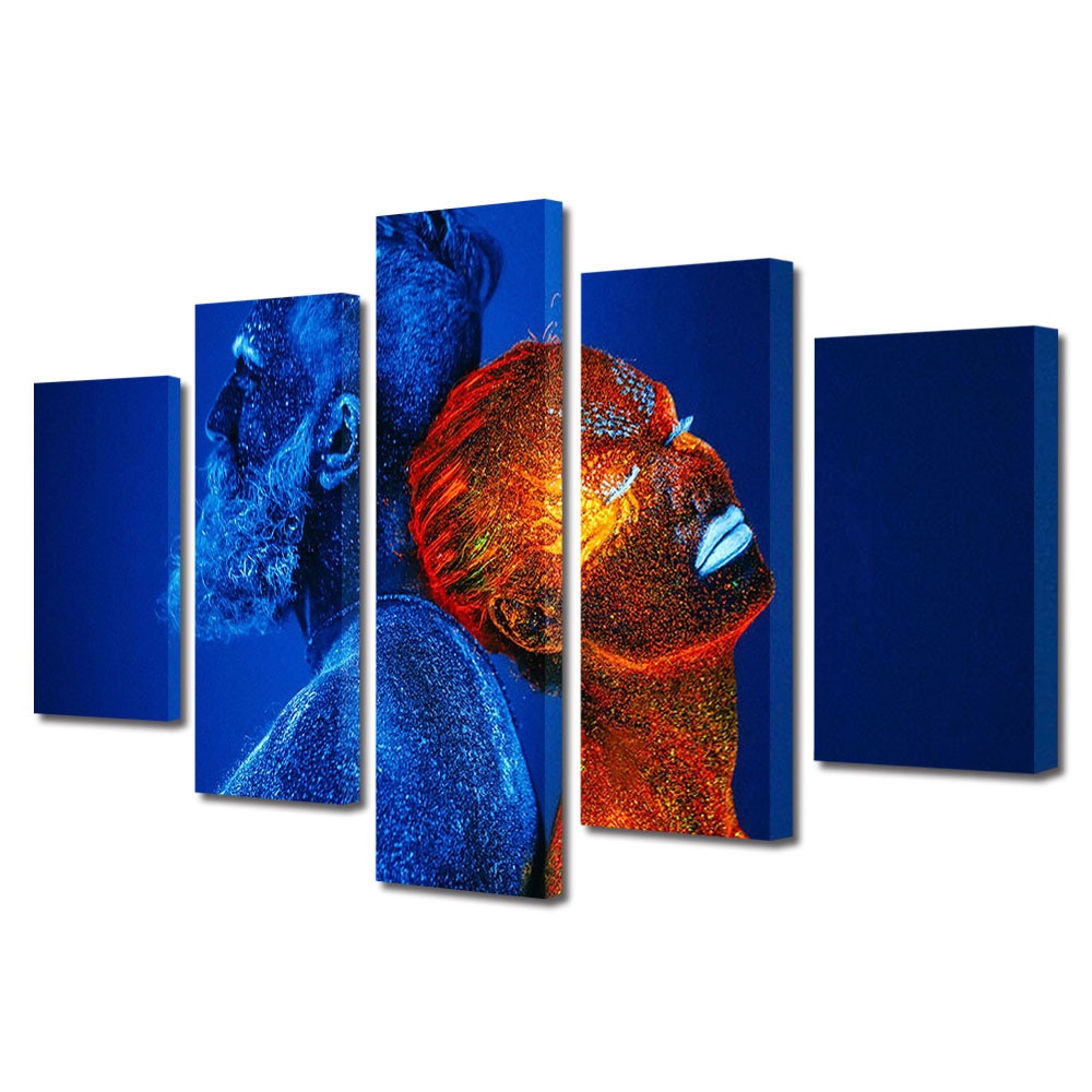 Set Tablouri Multicanvas 5 piese Colectia Ziua Indragostitilor, Dragobete, Valentine's Day, Cald rece spate in spate, Decoratiuni Moderne pentru Casa, 120 x 225 cm