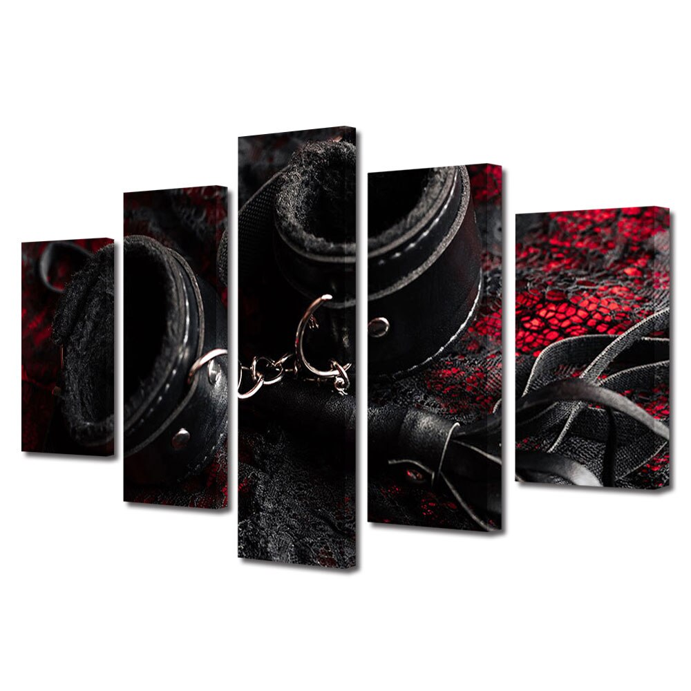 Set Tablouri Multicanvas 5 piese Colectia Ziua Indragostitilor, Dragobete, Valentine's Day, Catuse si bici, Decoratiuni Moderne pentru Casa, 120 x 225 cm