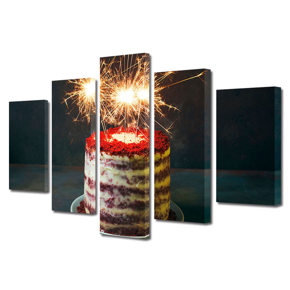 Set Tablouri Multicanvas 5 piese Colectia Ziua Indragostitilor, Dragobete, Valentine's Day, Tort pentru indragostiti, Decoratiuni Moderne pentru Casa, 120 x 225 cm