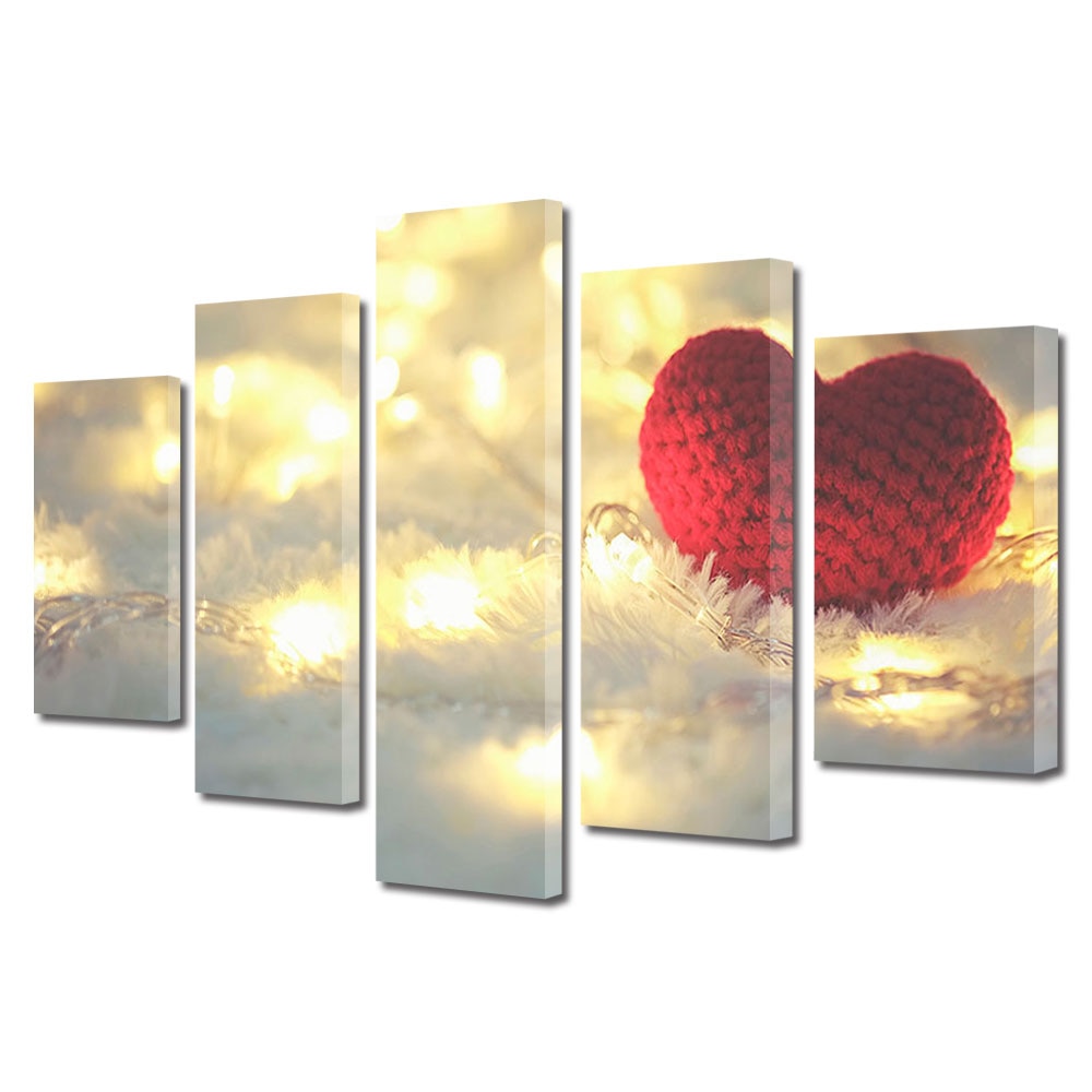 Set Tablouri Multicanvas 5 piese Colectia Tea Stropi printre lamai, Decoratiuni Moderne pentru Casa, 3 x 120 x 225 cm