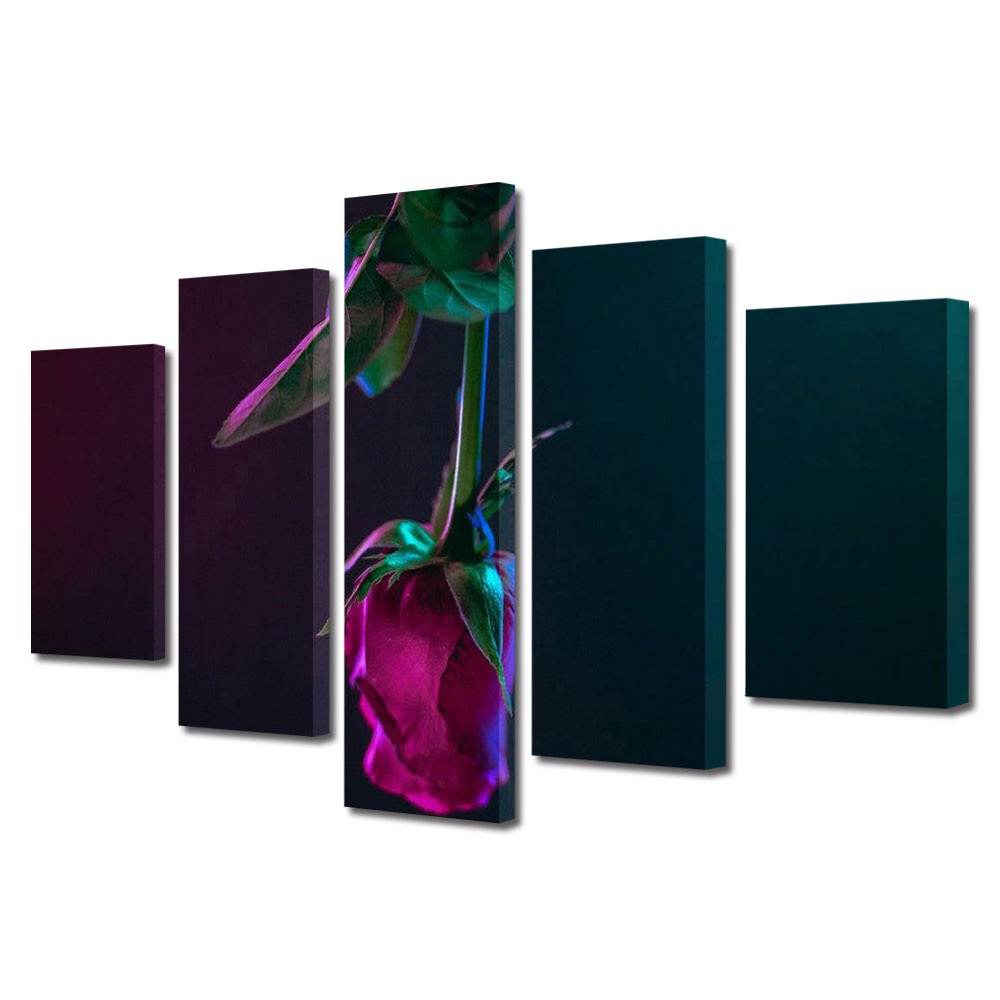 Set Tablouri Multicanvas 5 piese Colectia Ziua Indragostitilor, Dragobete, Valentine's Day, Floare invers, Decoratiuni Moderne pentru Casa, 120 x 225 cm