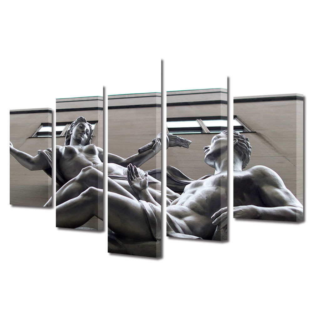 Set Tablouri Multicanvas 5 piese Colectia Ziua Indragostitilor, Dragobete, Valentine's Day, Sculpturi indragostite, Decoratiuni Moderne pentru Casa, 120 x 225 cm