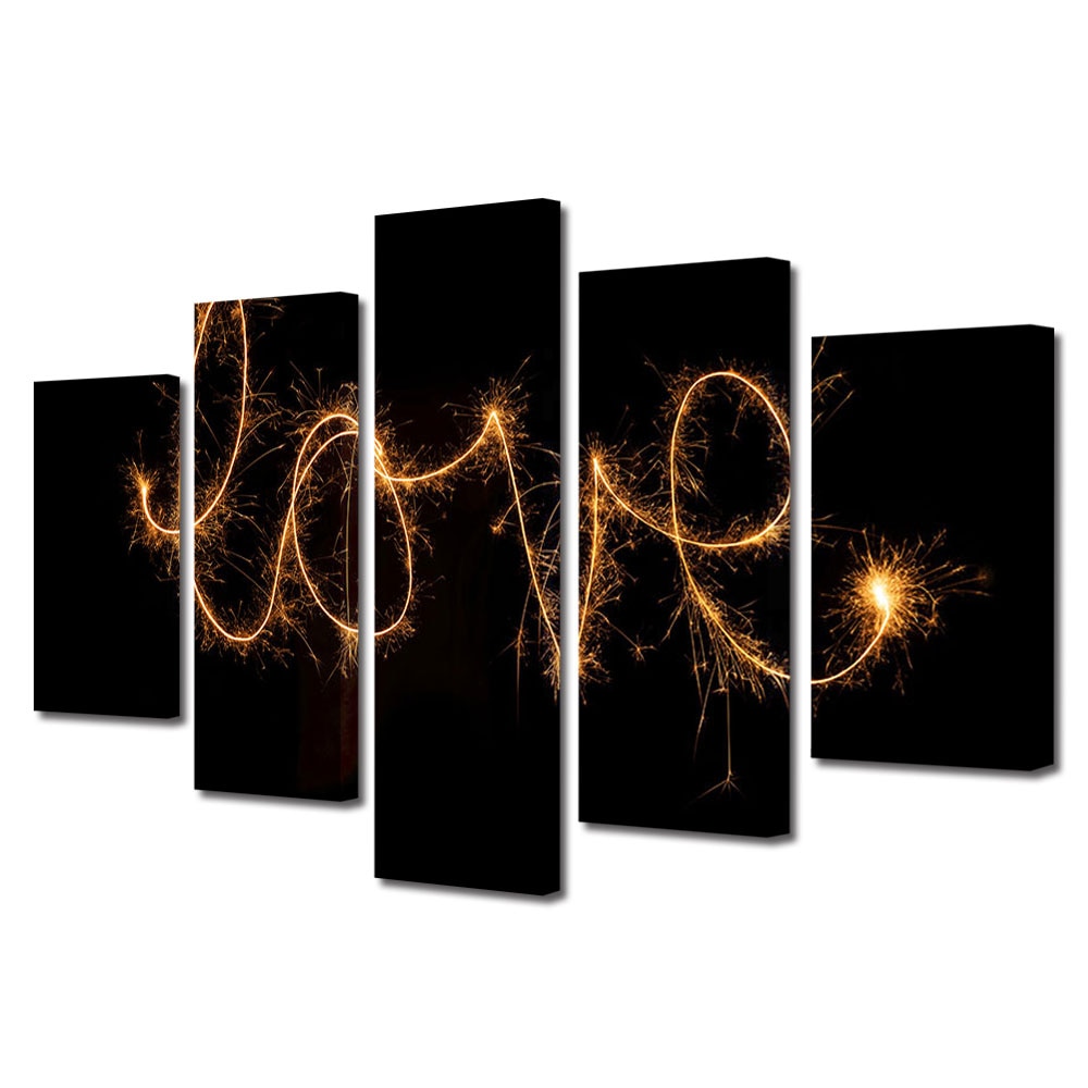 Set Tablouri Multicanvas 5 piese Colectia Ziua Indragostitilor, Dragobete, Valentine's Day, Iubire luminata, Decoratiuni Moderne pentru Casa, 120 x 225 cm