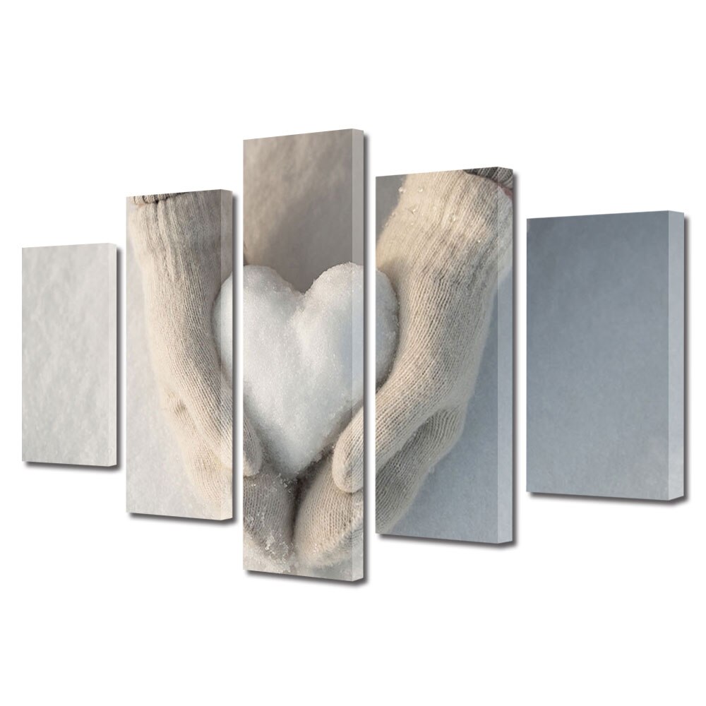 Set Tablouri Multicanvas 5 piese Colectia Ziua Indragostitilor, Dragobete, Valentine's Day, Bulgare inimioara, Decoratiuni Moderne pentru Casa, 120 x 225 cm