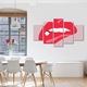 Set Tablouri Multicanvas 5 piese Colectia Ziua Indragostitilor, Dragobete, Valentine's Day, Buze muscate, Decoratiuni Moderne pentru Casa, 110 x 200 cm