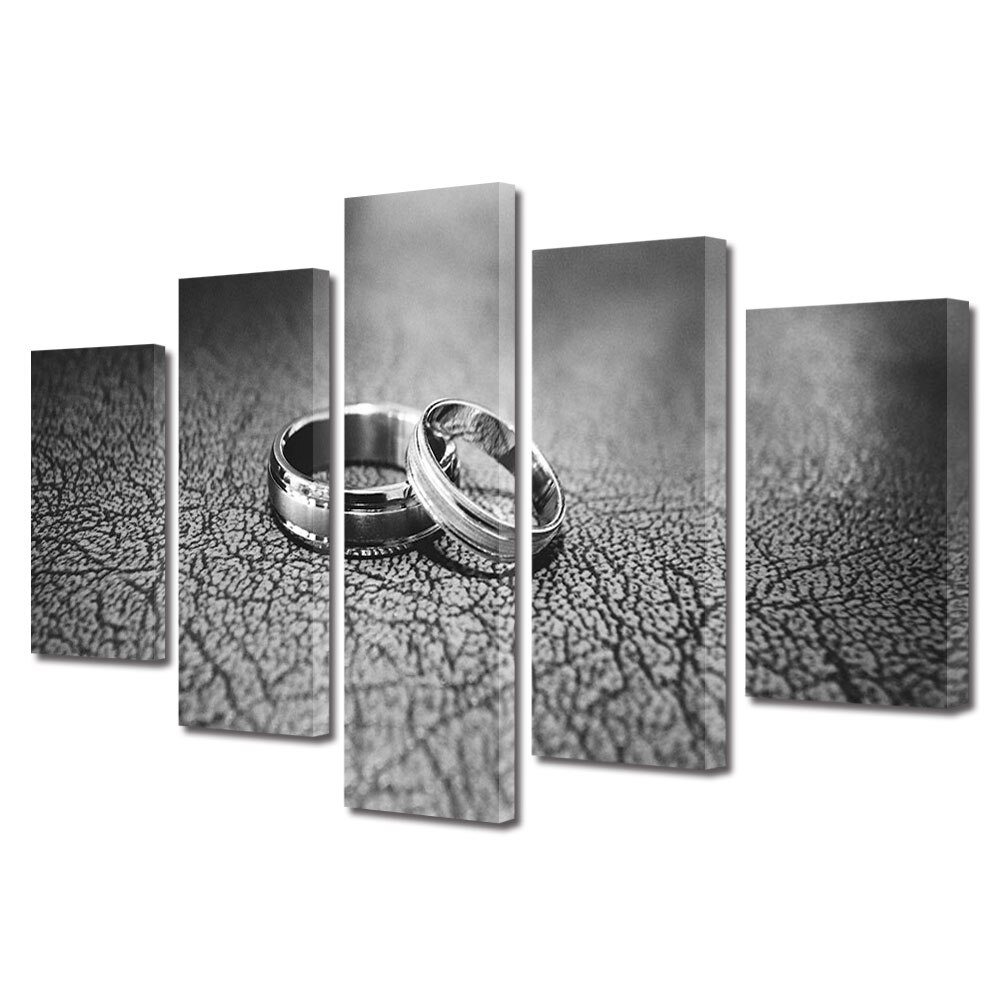 Set Tablouri Multicanvas 5 piese Colectia Ziua Indragostitilor, Dragobete, Valentine's Day, Simbolul legamantului, Decoratiuni Moderne pentru Casa, 120 x 225 cm
