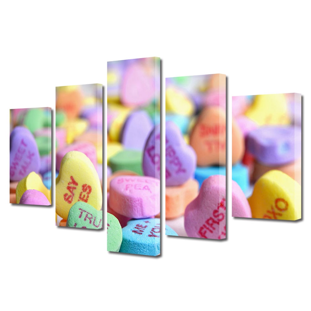 Set Tablouri Multicanvas 5 piese Colectia Ziua Indragostitilor, Dragobete, Valentine's Day, Iubire adevarata, Decoratiuni Moderne pentru Casa, 120 x 225 cm