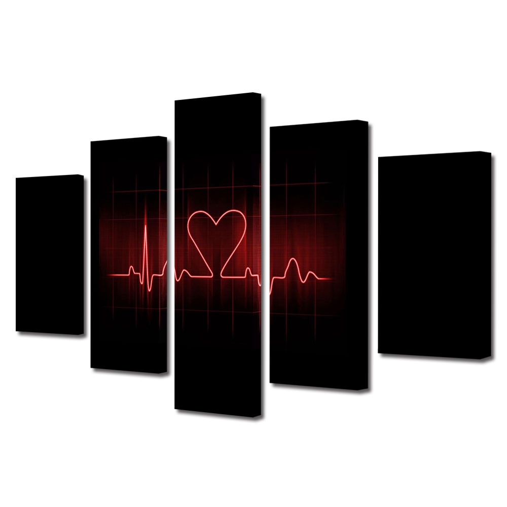 Set Tablouri Multicanvas 5 piese Colectia Ziua Indragostitilor, Dragobete, Valentine's Day, Bataile inimiii, Decoratiuni Moderne pentru Casa, 120 x 225 cm