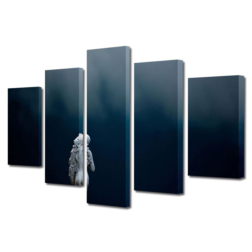 Set Tablouri Multicanvas 5 piese Colectia Ziua Indragostitilor, Dragobete, Valentine's Day, Sculptura de la spate, Decoratiuni Moderne pentru Casa, 120 x 225 cm