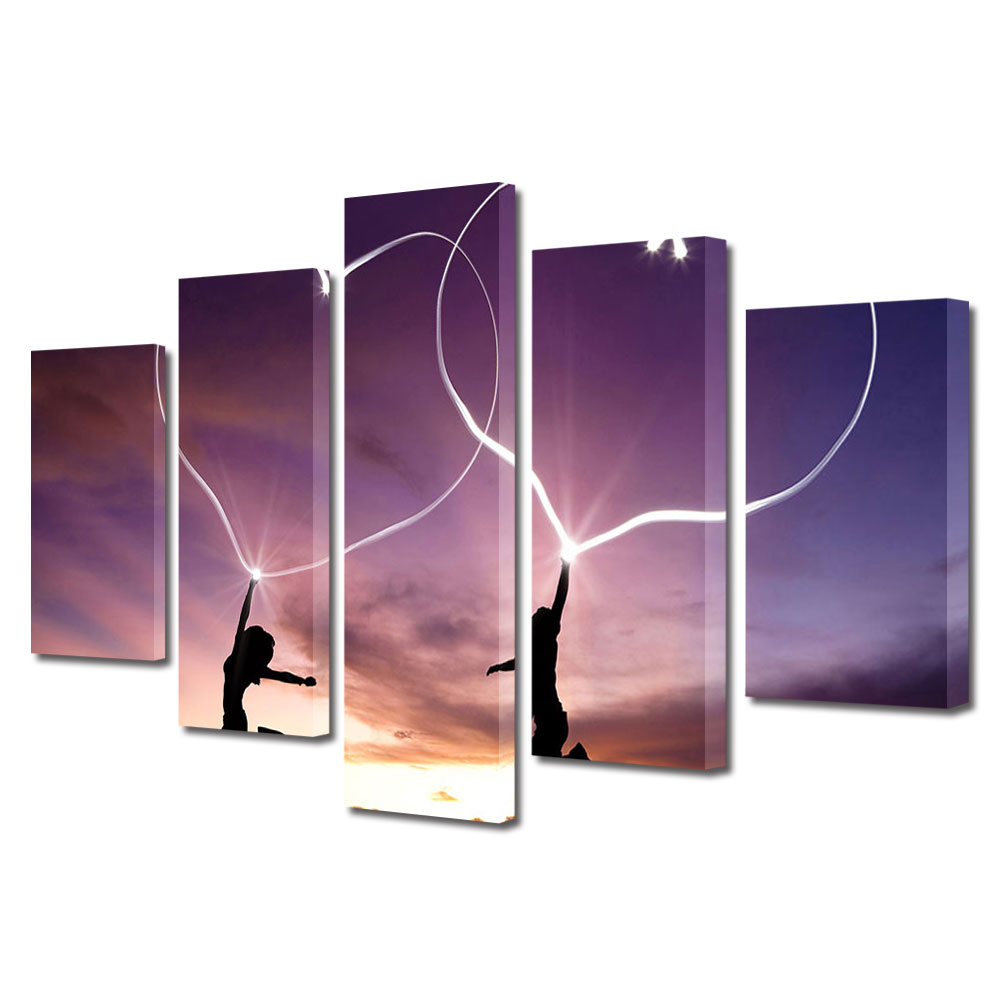 Set Tablouri Multicanvas 5 piese Colectia Ziua Indragostitilor, Dragobete, Valentine's Day, Plutind din dragoste, Decoratiuni Moderne pentru Casa, 120 x 225 cm