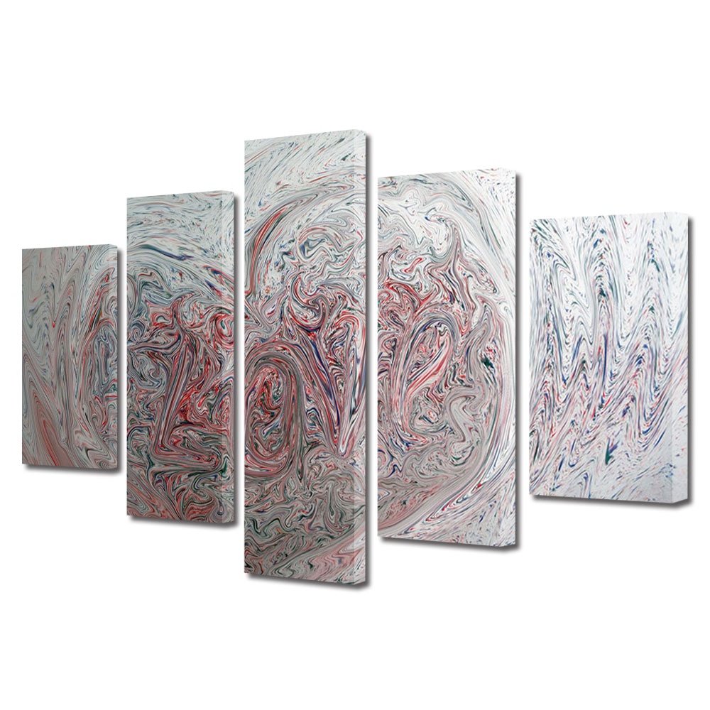 Set Tablouri Multicanvas 5 piese Colectia Ziua Indragostitilor, Dragobete, Valentine's Day, Lichid colorat cu dragoste, Decoratiuni Moderne pentru Casa, 120 x 225 cm