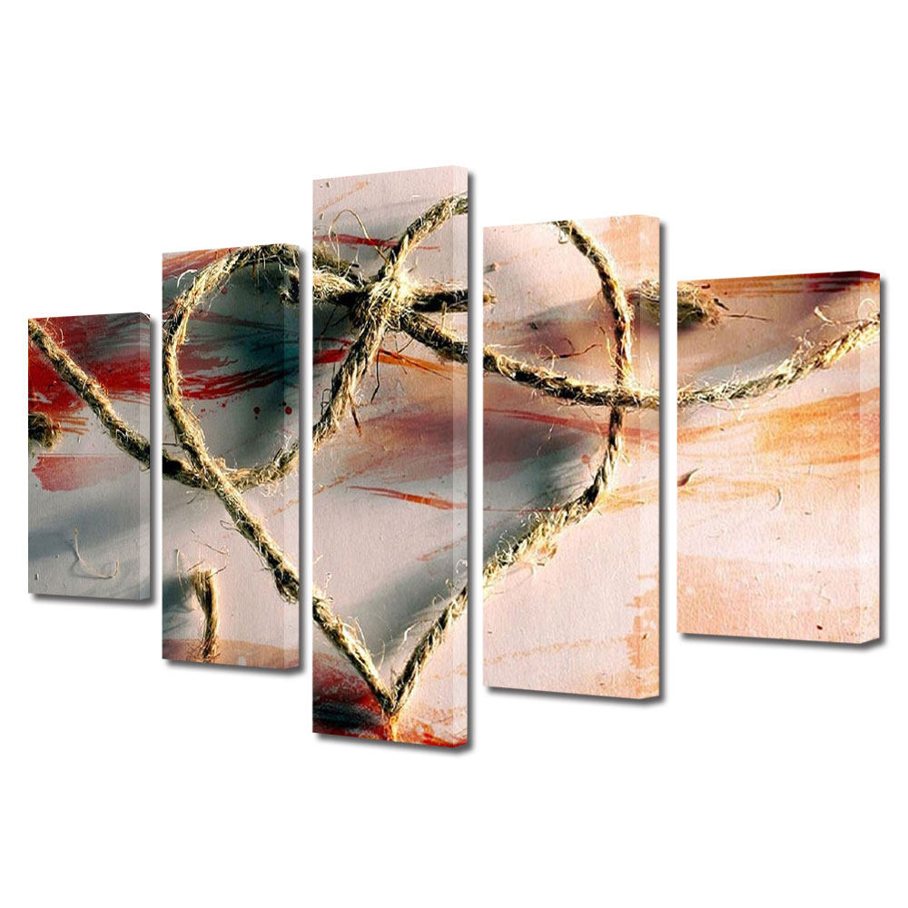 Set Tablouri Multicanvas 5 piese Colectia Ziua Indragostitilor, Dragobete, Valentine's Day, Sfoara iubirii, Decoratiuni Moderne pentru Casa, 120 x 225 cm
