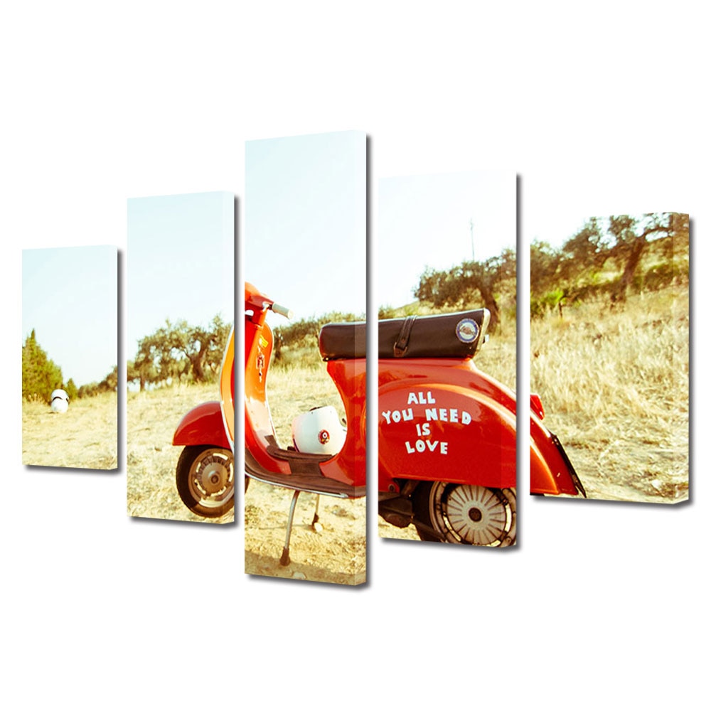 Set Tablouri Multicanvas 5 piese Colectia Ziua Indragostitilor, Dragobete, Valentine's Day, Motor pentru indragostiti, Decoratiuni Moderne pentru Casa, 120 x 225 cm