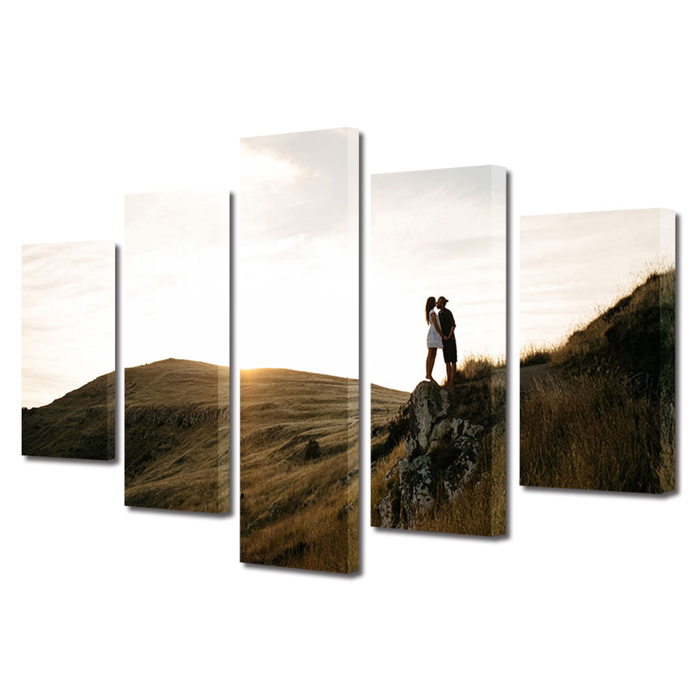 Set Tablouri Multicanvas 5 piese Colectia Ziua Indragostitilor, Dragobete, Valentine's Day, Liniste in doi, Decoratiuni Moderne pentru Casa, 120 x 225 cm