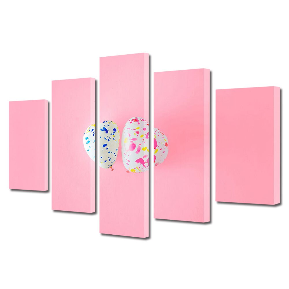 Set Tablouri Multicanvas 5 piese Colectia Ziua Indragostitilor, Dragobete, Valentine's Day, Inimioare diferite, Decoratiuni Moderne pentru Casa, 120 x 225 cm