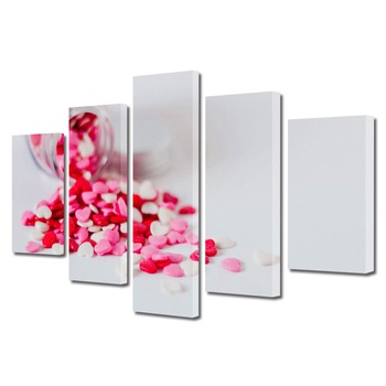 Set Tablouri Multicanvas 5 piese Colectia Ziua Indragostitilor, Dragobete, Valentine's Day, Borcanul cu iubire, Decoratiuni Moderne pentru Casa, 120 x 225 cm Set Tablouri Multicanvas 5 piese Colectia Ziua Indragostitilor, Dragobete, Valentine's Day, Borcanul cu iubire, Decoratiuni Moderne pentru Casa, 120 x 225 cm
