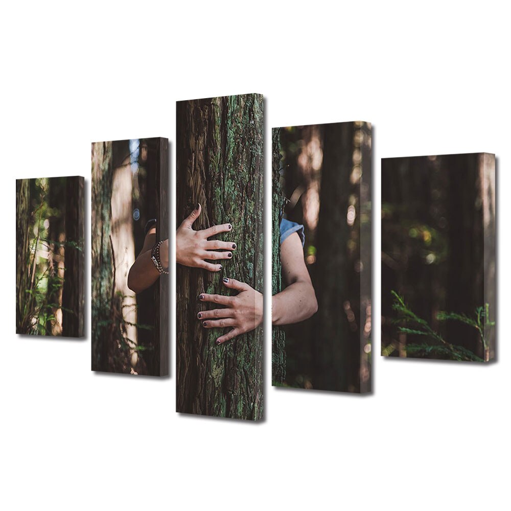 Set Tablouri Multicanvas 5 piese Colectia Ziua Indragostitilor, Dragobete, Valentine's Day, Imbratiseaza natura, Decoratiuni Moderne pentru Casa, 120 x 225 cm