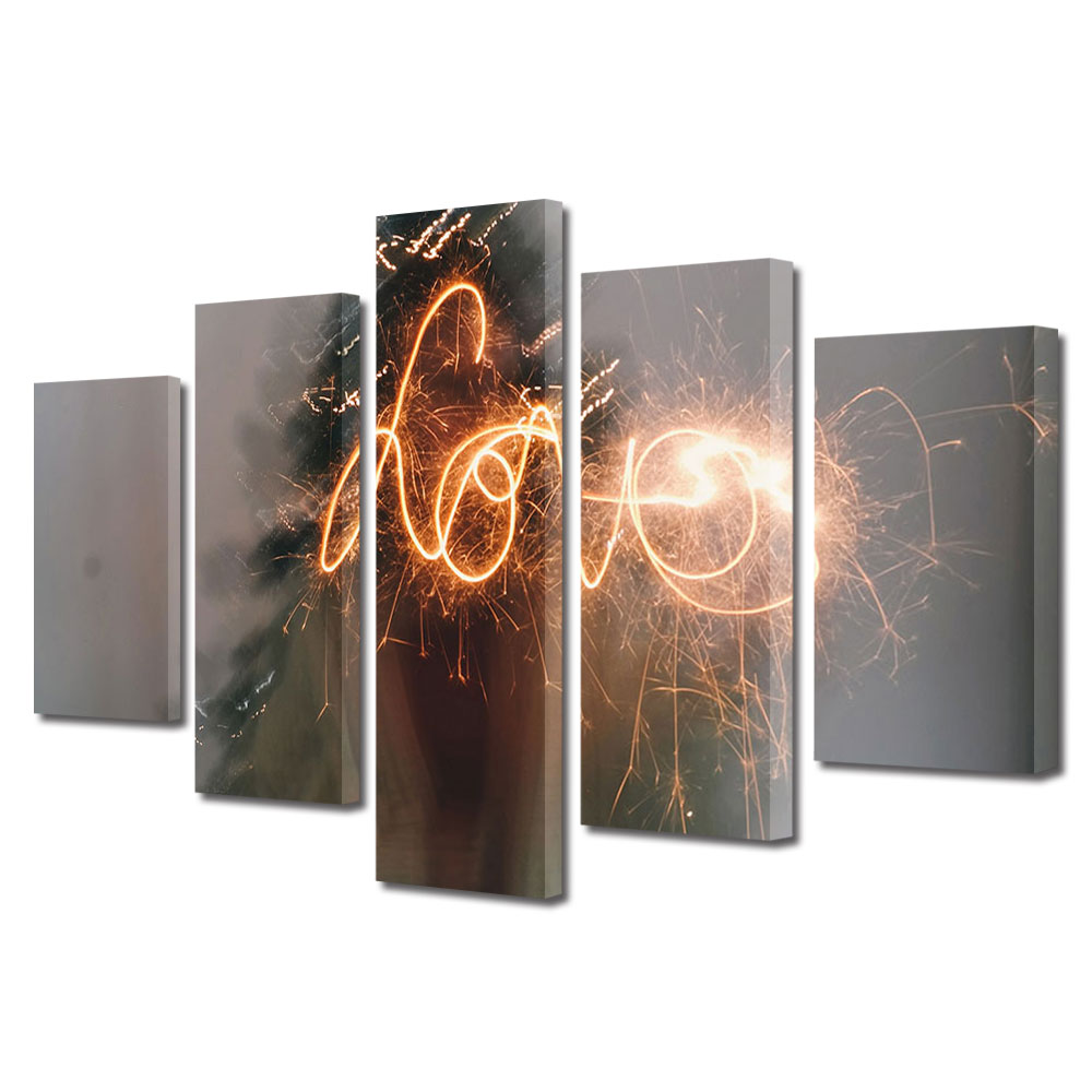 Set Tablouri Multicanvas 5 piese Colectia Ziua Indragostitilor, Dragobete, Valentine's Day, Iubire in timp de expunere indelungat, Decoratiuni Moderne pentru Casa, 120 x 225 cm