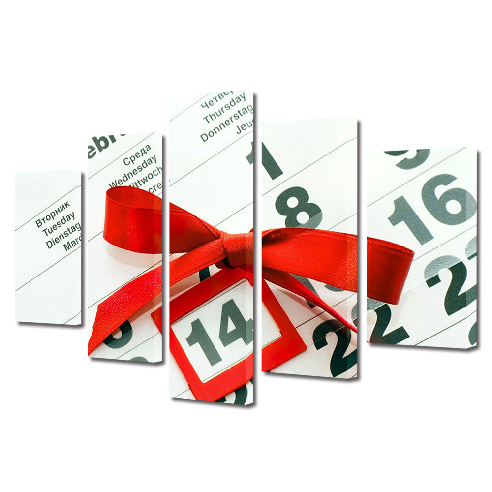 Set Tablouri Multicanvas 5 piese Colectia Ziua Indragostitilor, Dragobete, Valentine's Day, Ziua indragostitilor, Decoratiuni Moderne pentru Casa, 120 x 225 cm