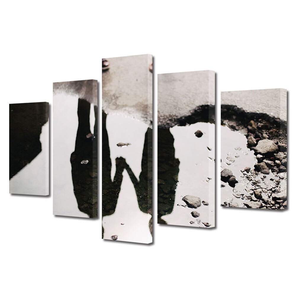 Set Tablouri Multicanvas 5 piese Colectia Ziua Indragostitilor, Dragobete, Valentine's Day, Indragostiti in reflexie, Decoratiuni Moderne pentru Casa, 120 x 225 cm