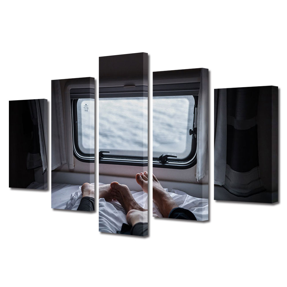 Set Tablouri Multicanvas 5 piese Colectia Ziua Indragostitilor, Dragobete, Valentine's Day, Calatorind impreuna, Decoratiuni Moderne pentru Casa, 120 x 225 cm