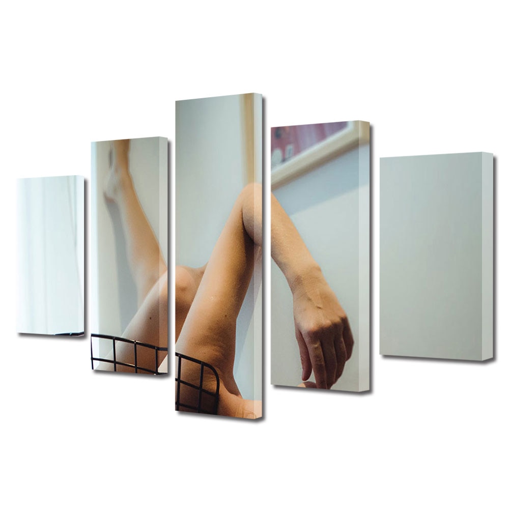 Set Tablouri Multicanvas 5 piese Colectia Ziua Indragostitilor, Dragobete, Valentine's Day, Pozitie provocatoare, Decoratiuni Moderne pentru Casa, 120 x 225 cm