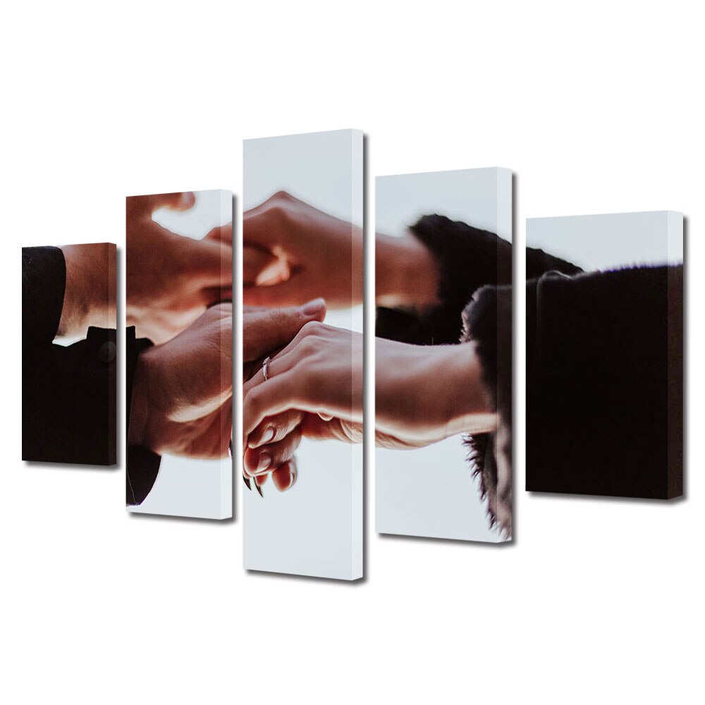 Set Tablouri Multicanvas 5 piese Colectia Ziua Indragostitilor, Dragobete, Valentine's Day, Conexiunea oamenilor, Decoratiuni Moderne pentru Casa, 120 x 225 cm