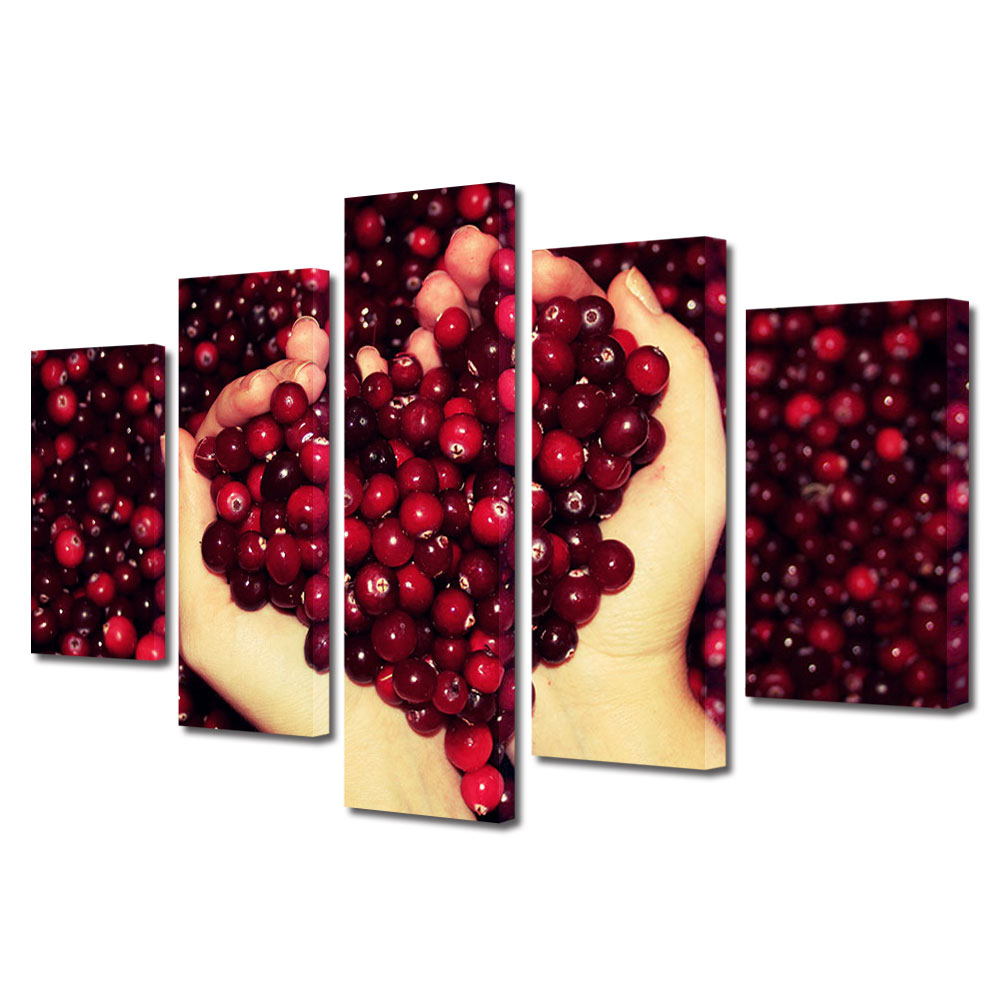 Set Tablouri Multicanvas 5 piese Colectia Ziua Indragostitilor, Dragobete, Valentine's Day, Inima in rodii, Decoratiuni Moderne pentru Casa, 120 x 225 cm