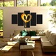 Set Tablouri Multicanvas 5 piese Colectia Ziua Indragostitilor, Dragobete, Valentine's Day, Inima mare si aprinsa, Decoratiuni Moderne pentru Casa, 100 x 175 cm