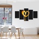 Set Tablouri Multicanvas 5 piese Colectia Ziua Indragostitilor, Dragobete, Valentine's Day, Inima mare si aprinsa, Decoratiuni Moderne pentru Casa, 100 x 175 cm