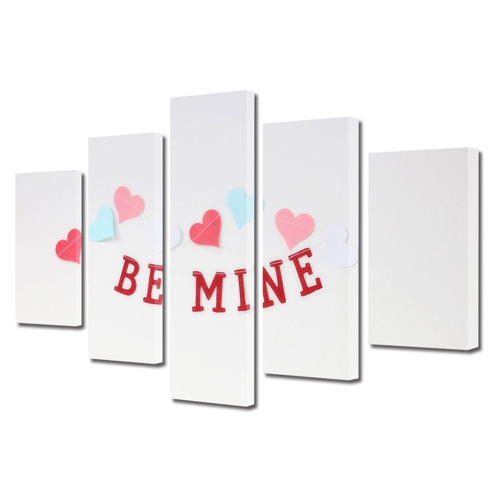 Set Tablouri Multicanvas 5 piese Colectia Ziua Indragostitilor, Dragobete, Valentine's Day, Partenerul meu, Decoratiuni Moderne pentru Casa, 120 x 225 cm