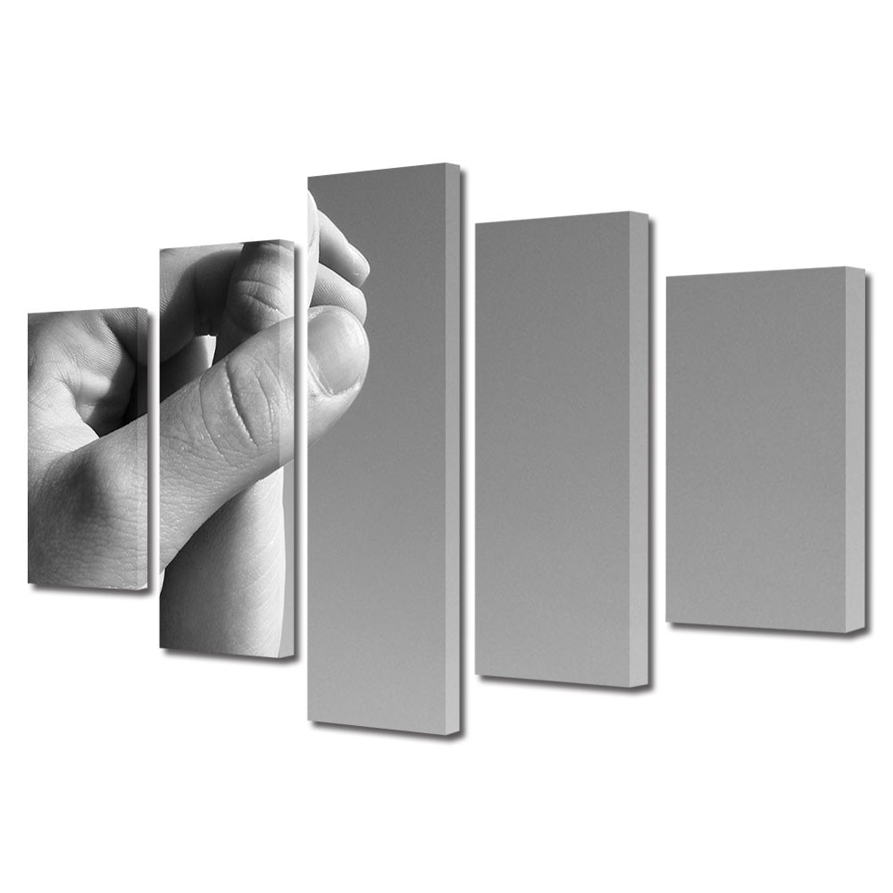 Set Tablouri Multicanvas 5 piese Colectia Ziua Indragostitilor, Dragobete, Valentine's Day, Maini atinse, Decoratiuni Moderne pentru Casa, 120 x 225 cm