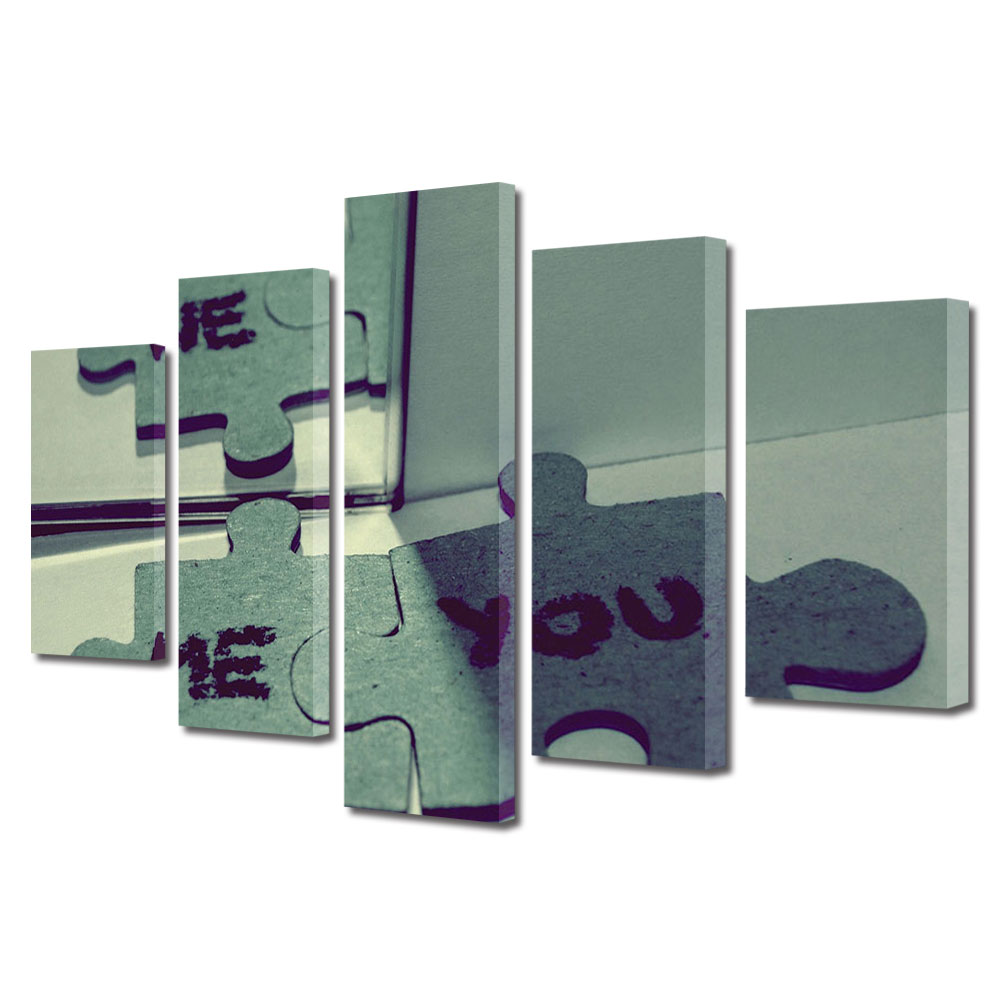 Set Tablouri Multicanvas 5 piese Colectia Ziua Indragostitilor, Dragobete, Valentine's Day, Puzzel complet, Decoratiuni Moderne pentru Casa, 120 x 225 cm
