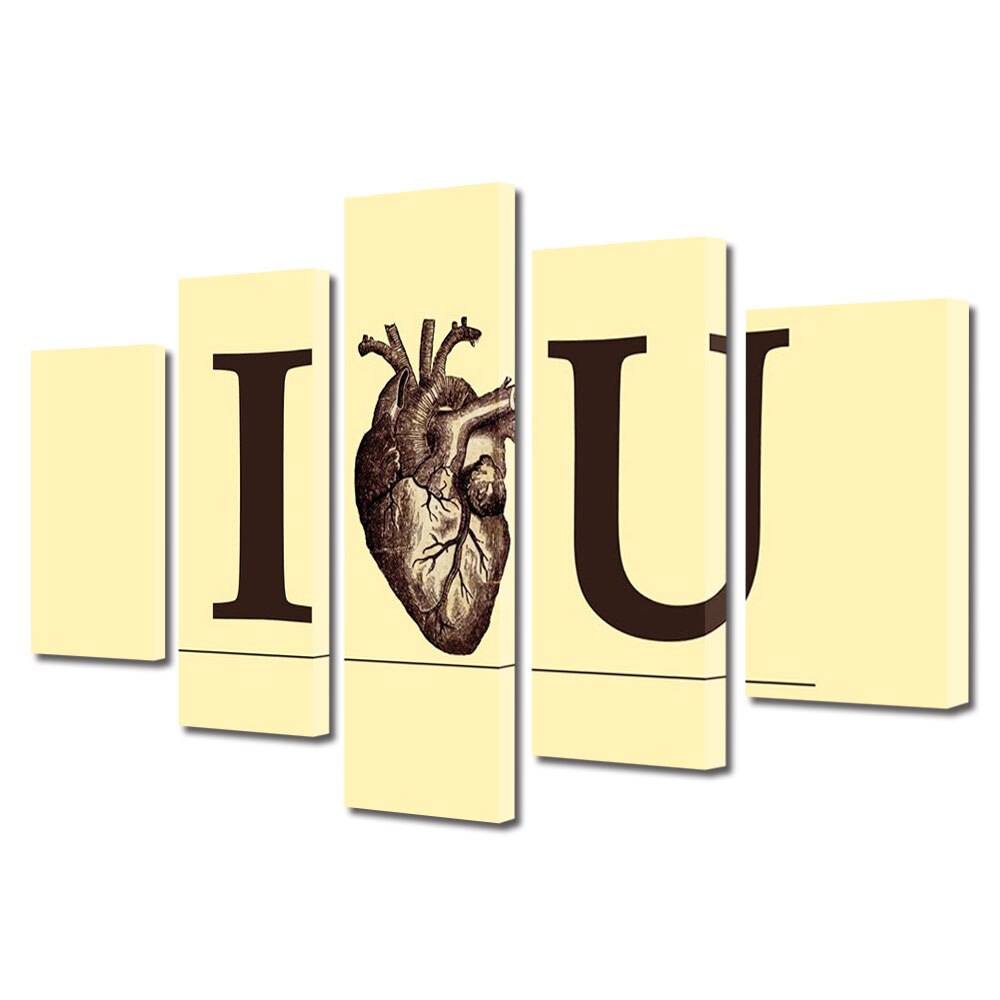 Set Tablouri Multicanvas 5 piese Colectia Ziua Indragostitilor, Dragobete, Valentine's Day, Declaratie, Decoratiuni Moderne pentru Casa, 120 x 225 cm