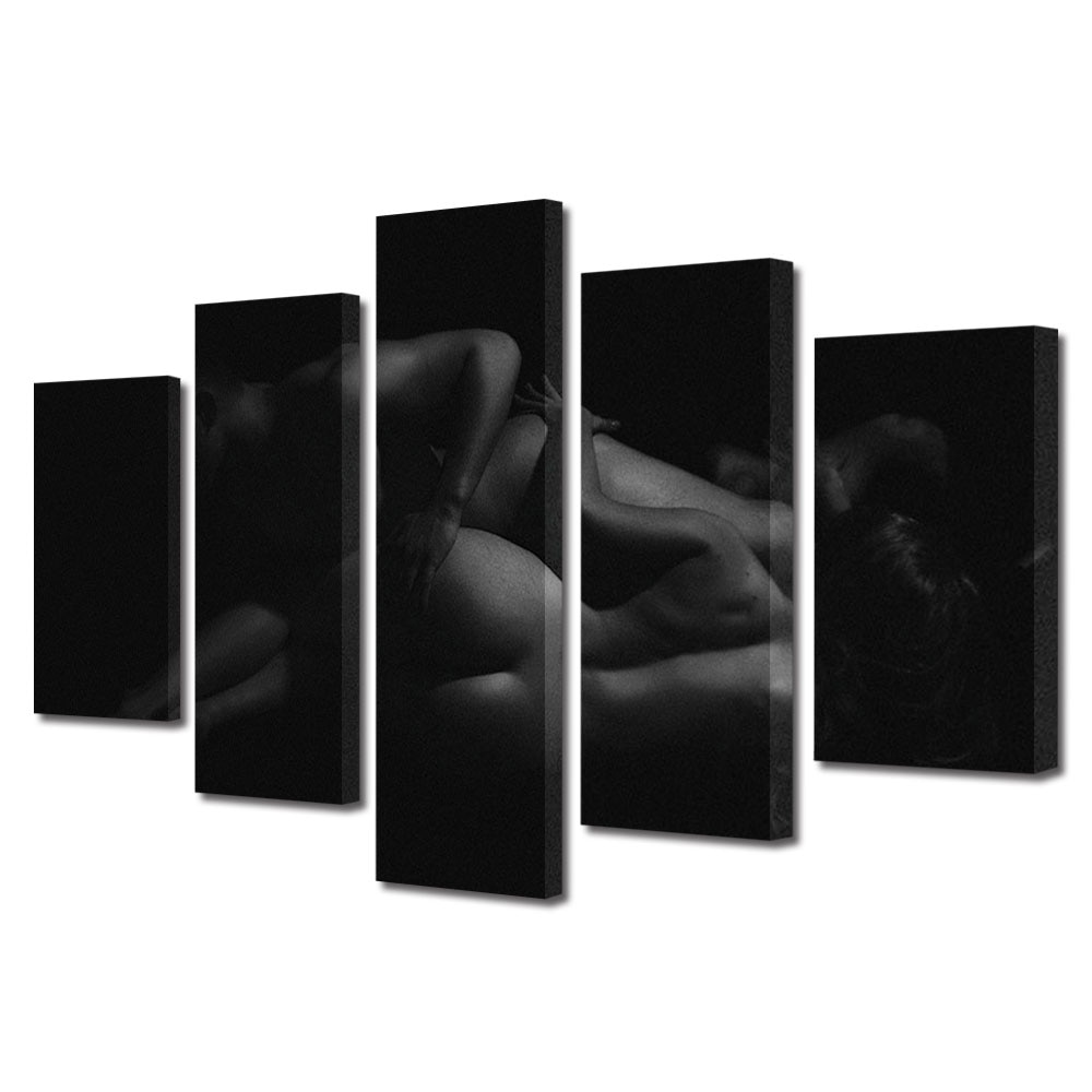 Set Tablouri Multicanvas 5 piese Colectia Ziua Indragostitilor, Dragobete, Valentine's Day, Trupuri atinse, Decoratiuni Moderne pentru Casa, 120 x 225 cm